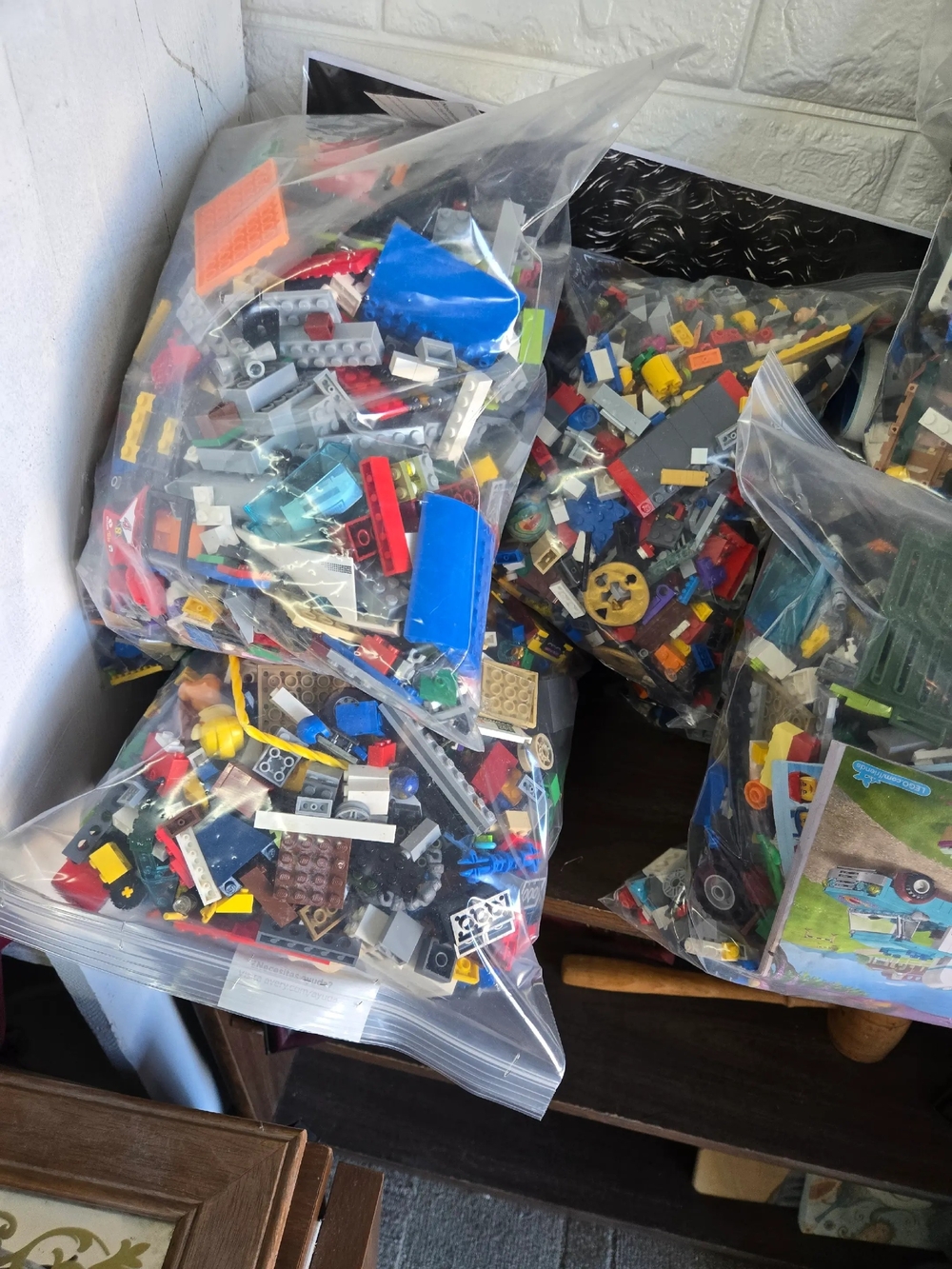 Lego Multicolor Brick 2gal Bags- Red, Blue, Yellow, Green, Black, White Figures